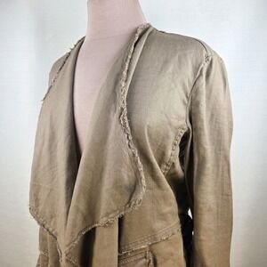Free People Raw Hem Femme Waterfall Drape Jacket Women's Small Buckle Brown Boho